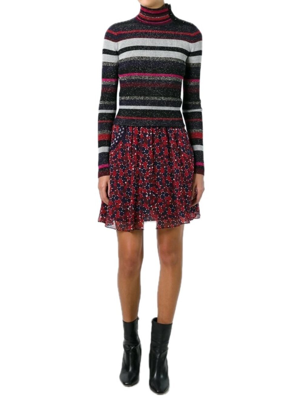 DVF DIANE VON FURSTENBERG Marisa Red Graphic Silk Chiffon Mini Skirt, Size 4